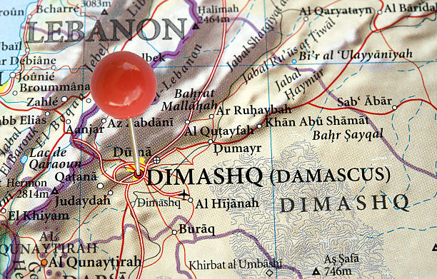 damaszek, syria - syria map cartography damascus zdjęcia i obrazy z banku zdjęć
