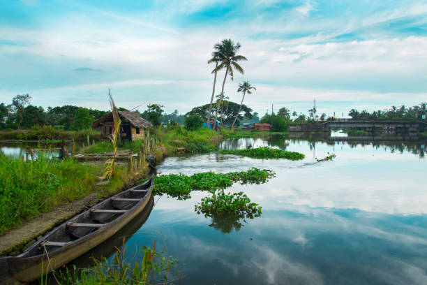 istock Wooden Boat In Backwater 1357901540