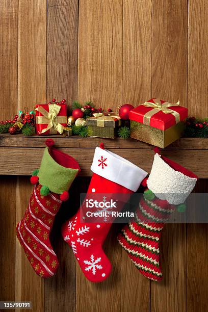 Christmas Stockings Stock Photo - Download Image Now - Christmas Stocking, Hanging, Christmas