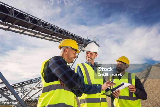 Openpit Mine Workers Stock Photo - Download Image Now - Adult, Adults Only, Building Contractor