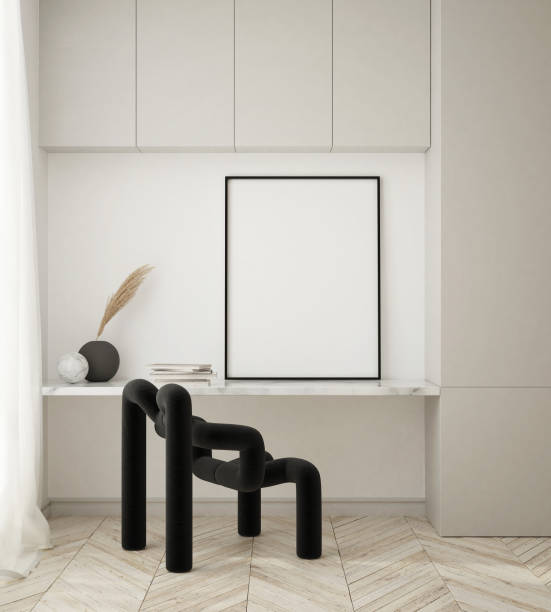 istock mock up poster frame in modern interior background, living room, Scandinavian style, 3D render, 3D illustration 1357903424