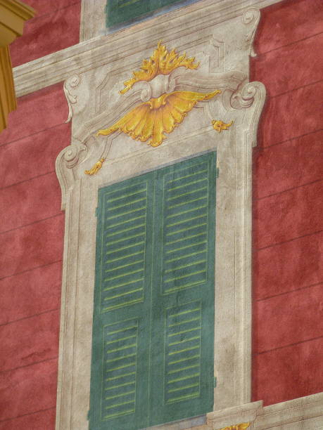 okiennica i okno, trompe l'oeil, santa margherita ligure - malarstwo iluzjonistyczne zdjęcia i obrazy z banku zdjęć