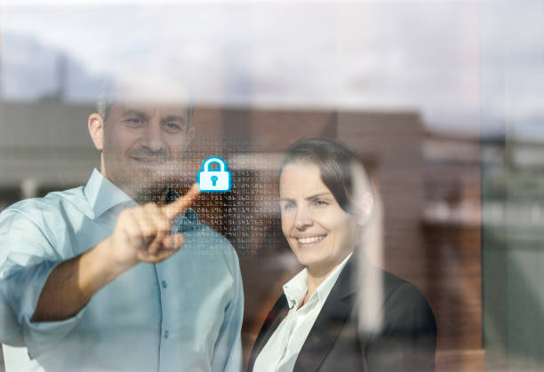 Cyber security systems for business network stock photo