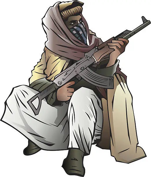 Vector illustration of Middle East rebel fighter