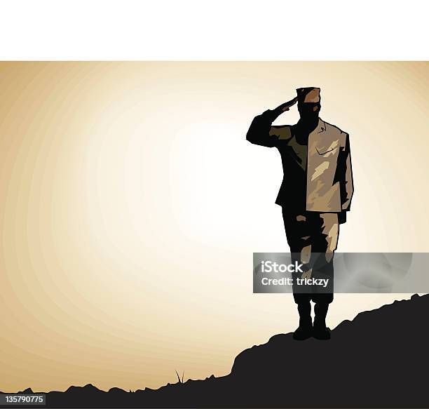 Lone Soldier Salute Stock Illustration - Download Image Now - Army Soldier, Saluting, Military