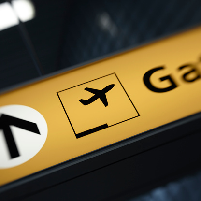 Airport sign - Selective focus image