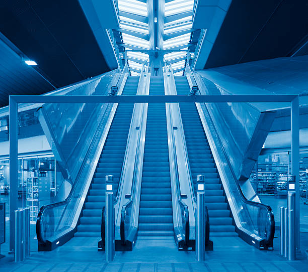 istock Group of escalators in modern railway station 135790851