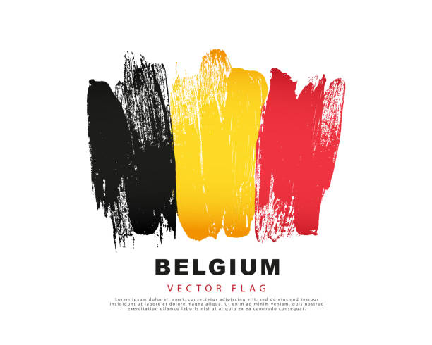 stockillustraties, clipart, cartoons en iconen met belgium flag. freehand black, yellow and red brush strokes. vector illustration isolated on white background. - belgische vlag