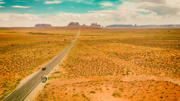 istock Road to the Monument Valley, aerial view from drone 1357909853