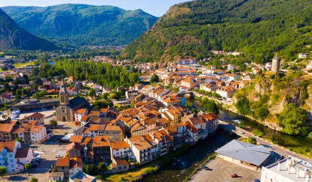 istock View of Tarascon-sur-Ariege surrounded by Pyrenees 1357911344