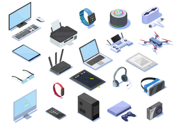 nowoczesne technologie bezprzewodowe, inteligentne urządzenia. - router wireless technology modem equipment stock illustrations