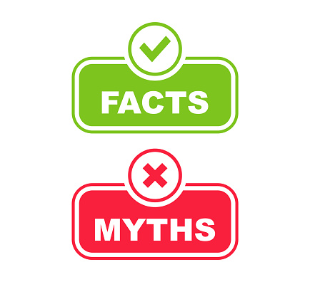 Myths facts. Myths vs facts banners. Badges for marketing and advertising. Vector illustration.