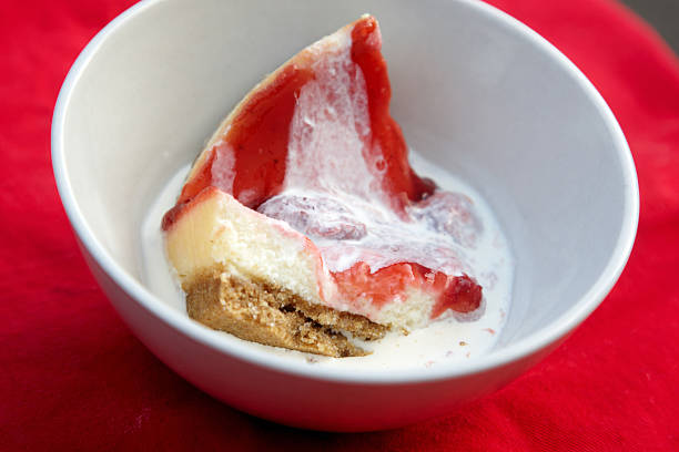 istock Strawberry cheesecake and double cream in bowl 135791465