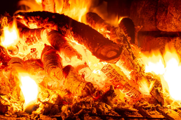 istock burning charcoals in the oven, fire in the fireplace 1357914791