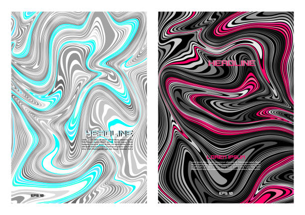 istock Set of two vector flyer, corporate business, annual report, brochure design and cover presentation with marble color paint texture mix 1357916905