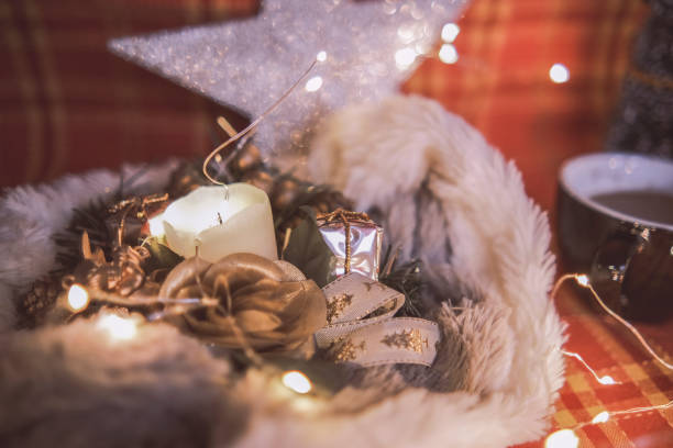 istock Advent lights and Christmas wreaths 1357917940
