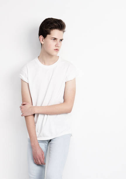 istock Young Male Model wearing white t-shirt 1357925744