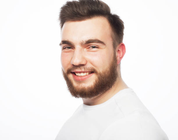 istock Stylish bearded man in white t-shirt 1357926019