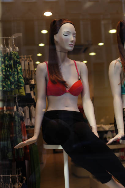 mannequin in the window, shop, close up