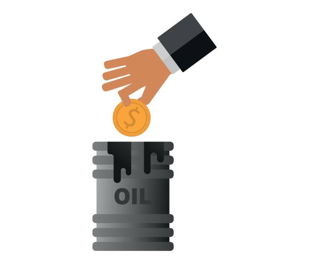 ilustrações, clipart, desenhos animados e ícones de aumento dos preços do petróleo. ícone do barril de petróleo e dólar. vetor editável. - oil oil industry oil slick petroleum