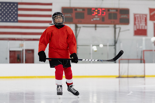 Boy Training Ice Hockey