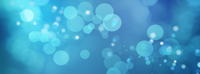 Blue Bokeh Lights Defocused Blurred Motion Abstract Background Magic Texture Pattern, Horizontal, Panoramic