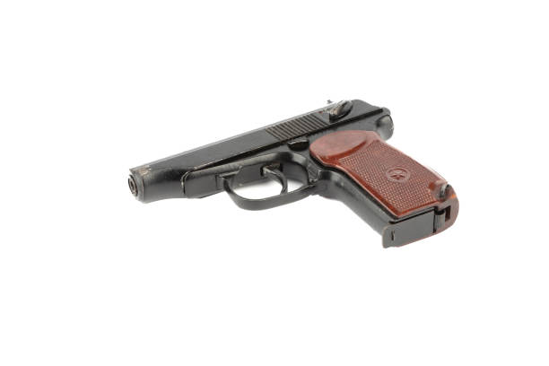 istock Used makarov pistol on white background with place for text. 1357935539