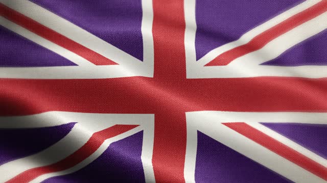 National Flag of United Kingdom Animation Stock Video - British Flag Waving in Loop and Textured 3d Rendered Background - Highly Detailed Fabric Pattern and Loopable - UK Flag