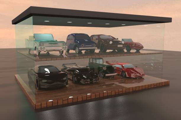 istock Car shop with different car models 1357937855