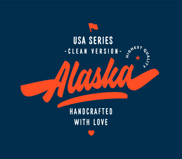 alaska usa state schriftzug design - alaska stock-grafiken, -clipart, -cartoons und -symbole