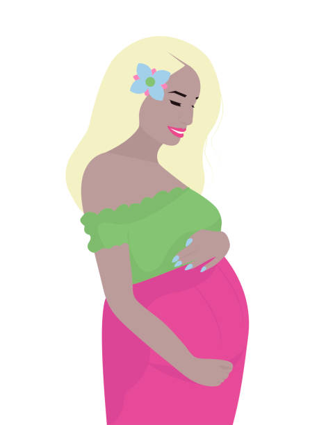 ilustrações, clipart, desenhos animados e ícones de loira grávida, ilustração vetorial - mother green sparse contemporary