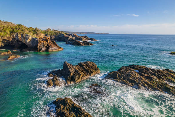 istock Rocks and the sea at Mystery Bay beach 1357946314