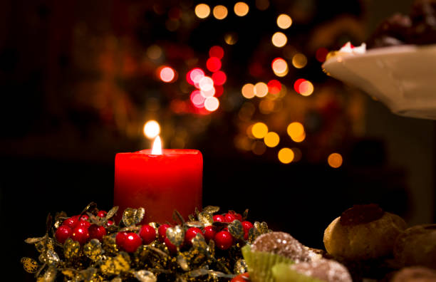 istock Candle, lights and Christmas cookies 1357948790