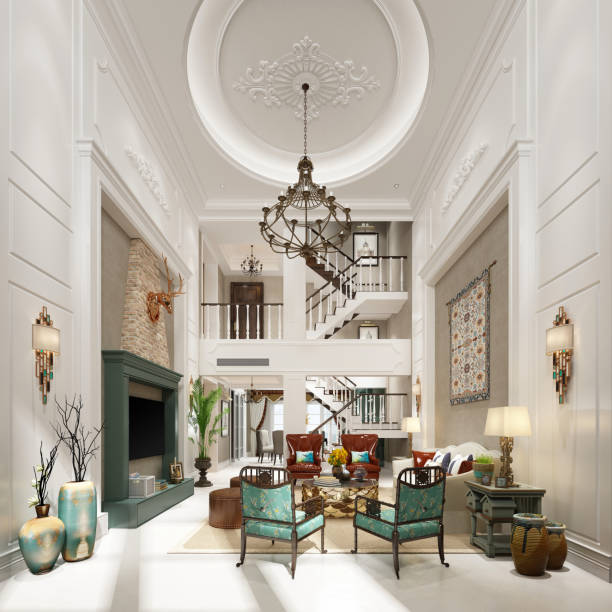 istock 3d render of living room and dining space 1357951023