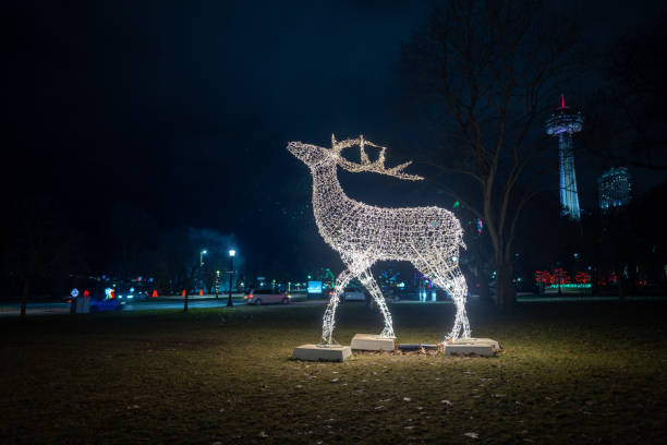 Holiday Light Christmas Decorations in Niagara Falls,Canada stock photo