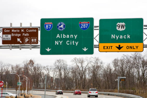 istock Road signs New York State and various points 1357956634