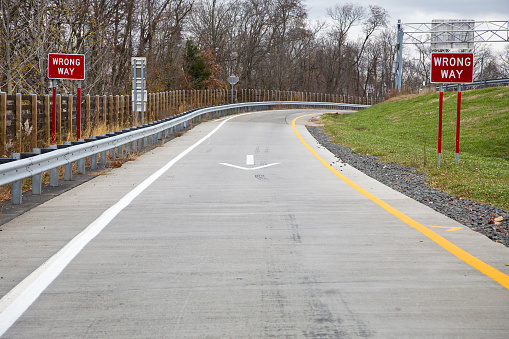 Looking up the wrong way on a one way exit ramp