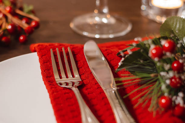 dining table with Christmas decoration