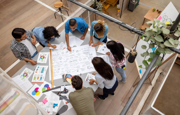 istock Creative business team designing a marketing strategy at the office 1357967952