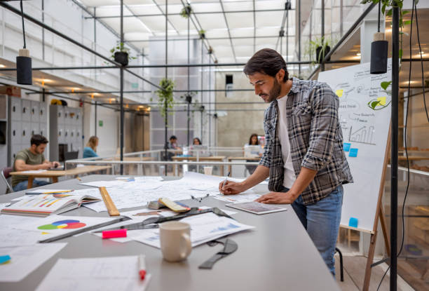 Creative business man working at a coworking space