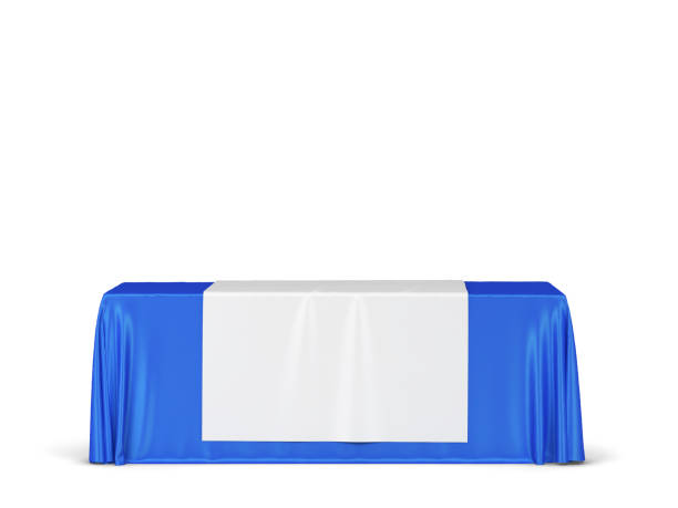 istock Blank tradeshow tablecloth with runner mockup 1357969811