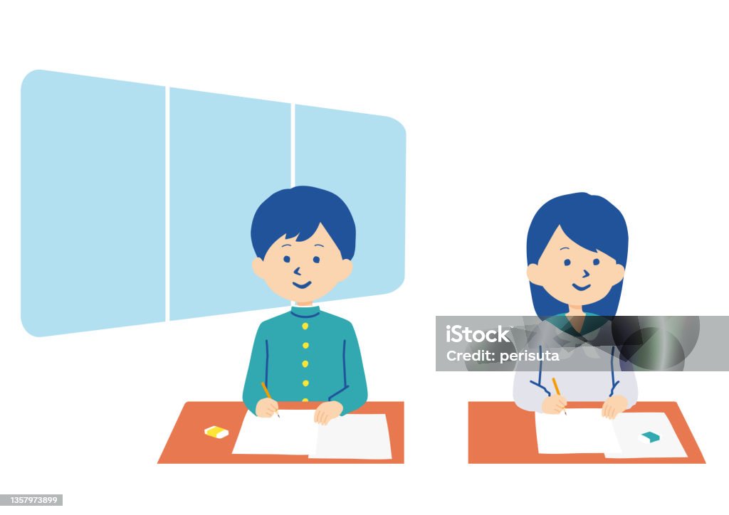 Students Taking Test Computer Graphics Illustration Of A Student Taking A Test Stock Illustration - Download ...