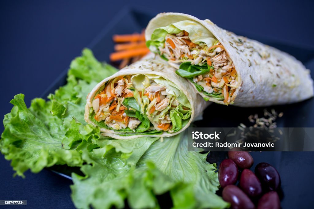 Sandwich wrap Salad Sandwich Wrap Chicken Meat Stock Photo