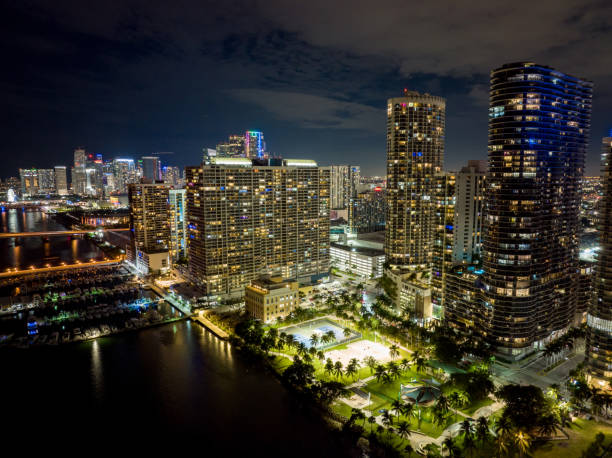 istock Aerial night photo Edgewater Miami 1357985302