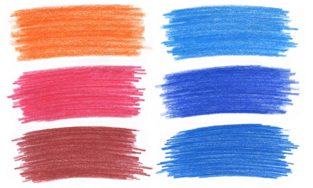 ilustrações de stock, clip art, desenhos animados e ícones de set of abstract stain drawn by colored pencil isolated on white background. - colour pencil