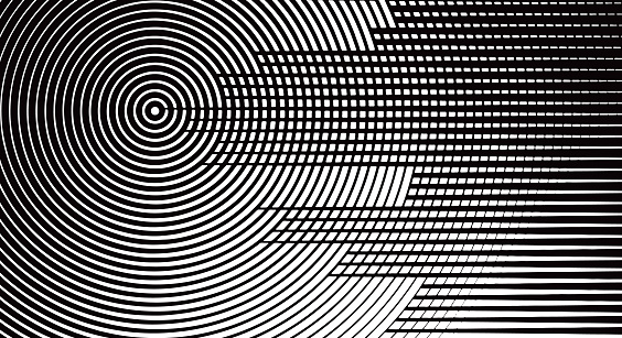 Concentric circles and stripes abstract background