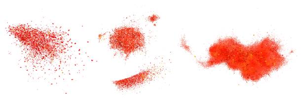 rozrzuty czerwonej papryki w proszku - chilli powder stock illustrations