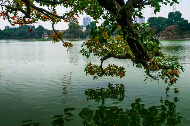 Hoan Kiem lake scenery in the winter - Hanoi, Vietnam