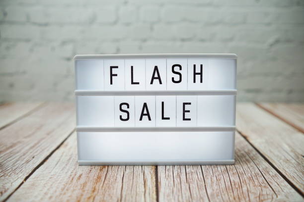 istock Flash Sale word in light box on wooden background 1357991932