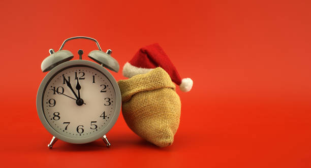 istock New Year and Christmas scene on festive red 1357993979